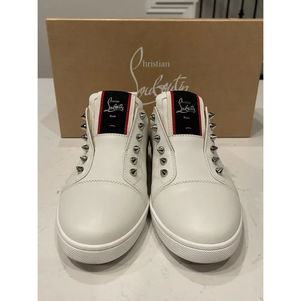 Christian Louboutin F A V Fique Vontade Spiked Leather Sneakers Flat Shoes